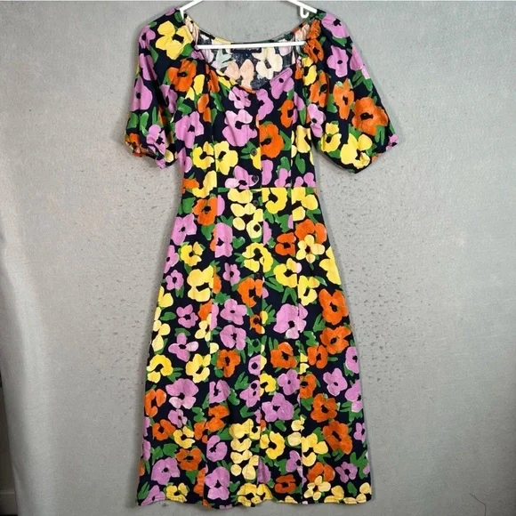 Princess highway linen floral midi dress - Picture 1 of 5